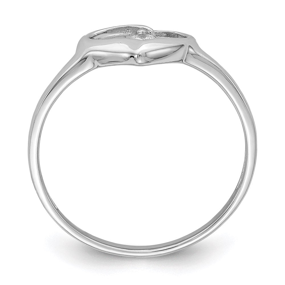 Sterling Silver Rhodium Plated Cz Heart Ring