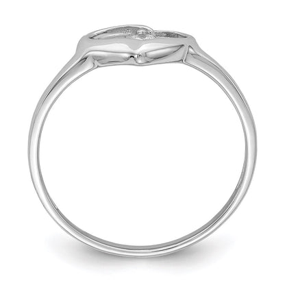 Sterling Silver Rhodium Plated Cz Heart Ring