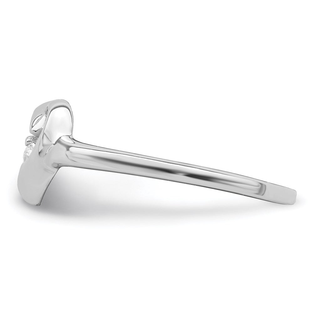 Sterling Silver Rhodium Plated Cz Heart Ring