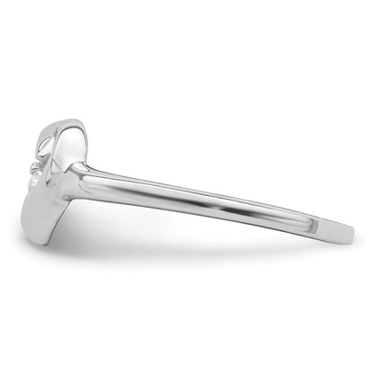 Sterling Silver Rhodium Plated Cz Heart Ring