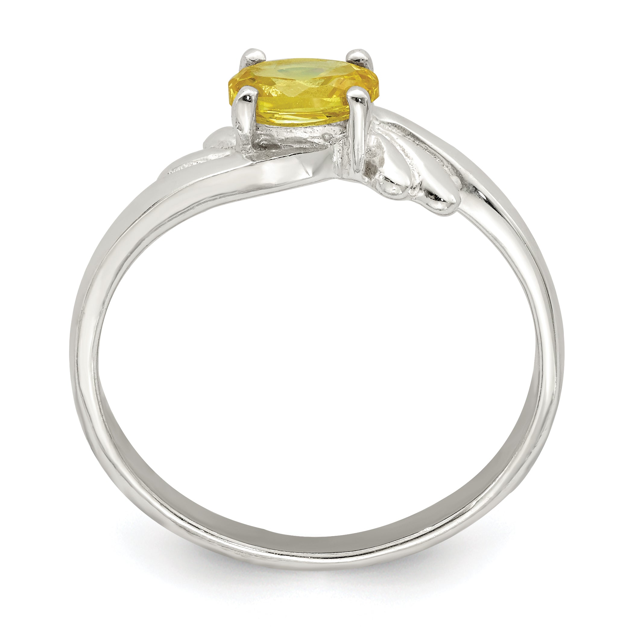 Sterling Silver Yellow Oval Cz Ring (Size 8 Only)