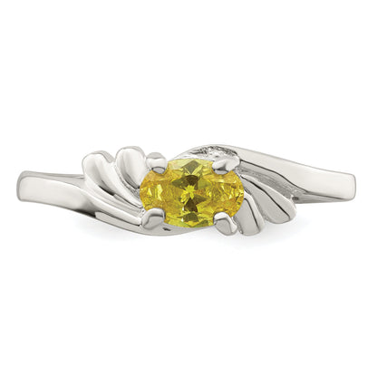 Sterling Silver Yellow Oval Cz Ring (Size 8 Only)