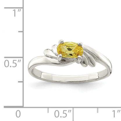 Sterling Silver Yellow Oval Cz Ring (Size 8 Only)