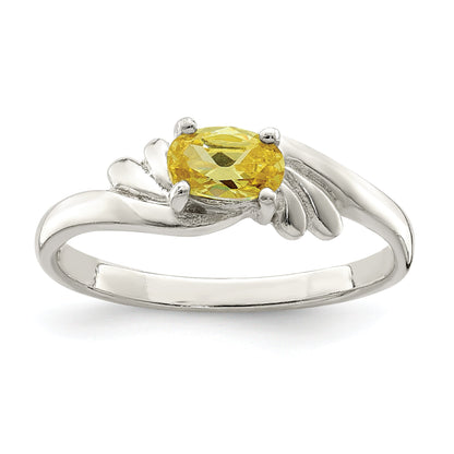 Sterling Silver Yellow Oval Cz Ring (Size 8 Only)