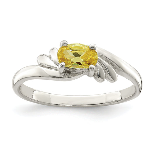 Sterling Silver Yellow Oval Cz Ring (Size 8 Only)