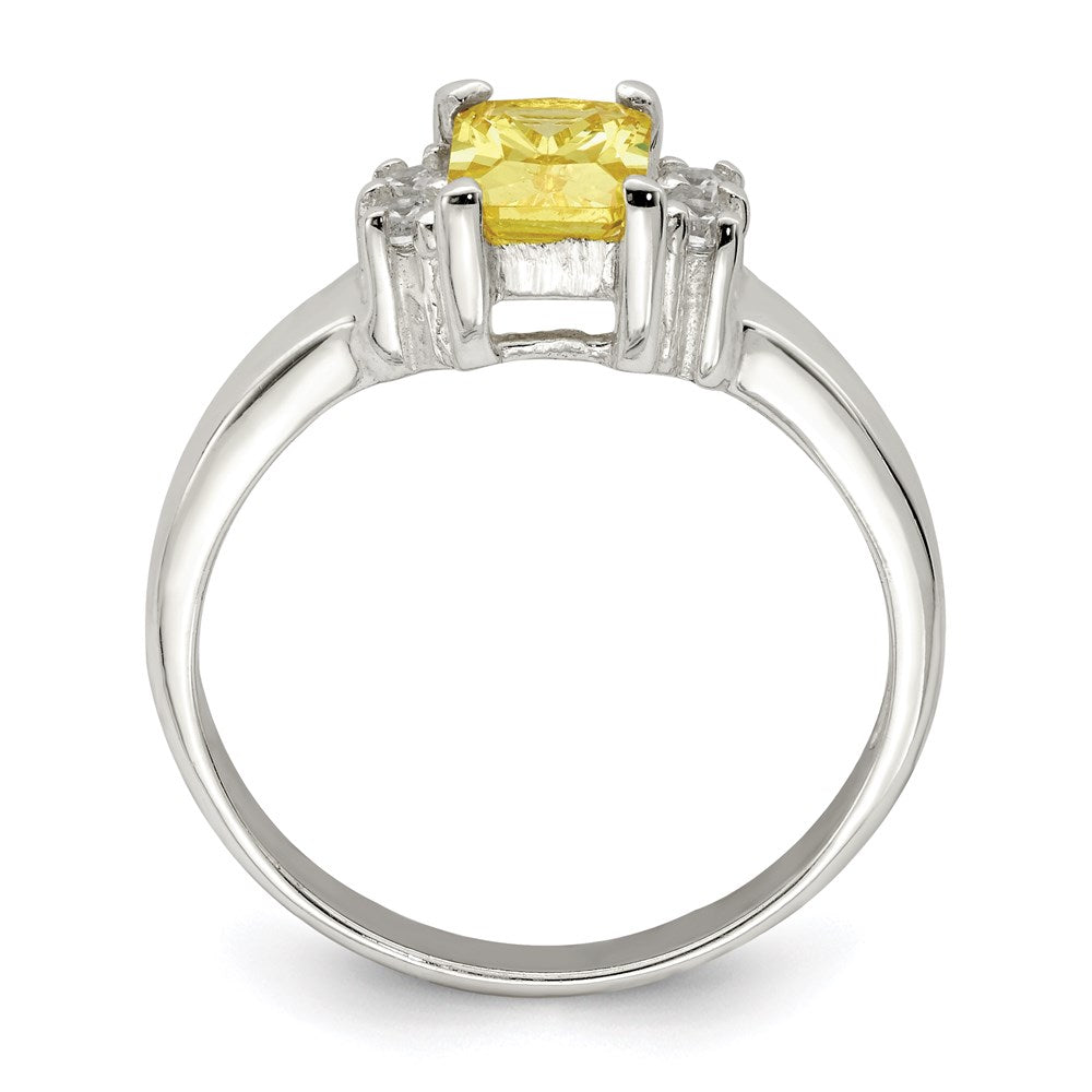Sterling Silver Yellow & White Cz Ring