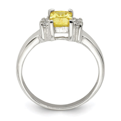 Sterling Silver Yellow & White Cz Ring