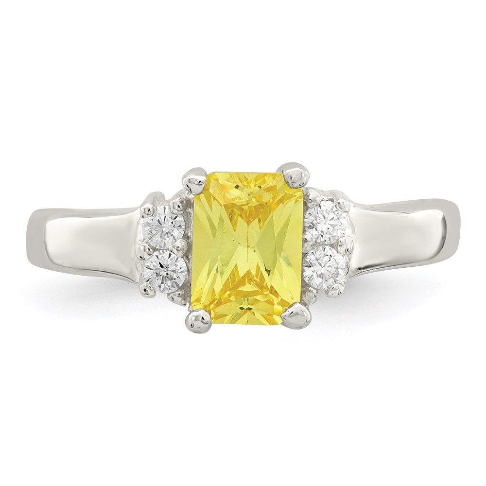 Sterling Silver Yellow & White Cz Ring