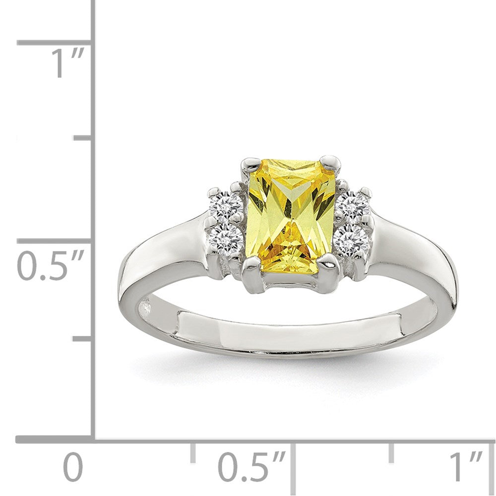 Sterling Silver Yellow & White Cz Ring