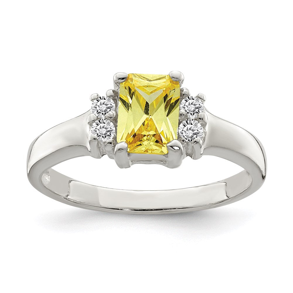 Sterling Silver Yellow & White Cz Ring