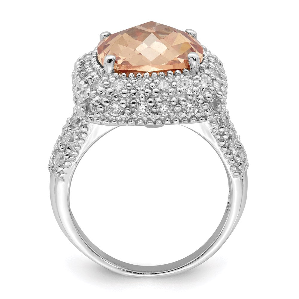 Sterling Silver Champagne & Clear Cz Ring