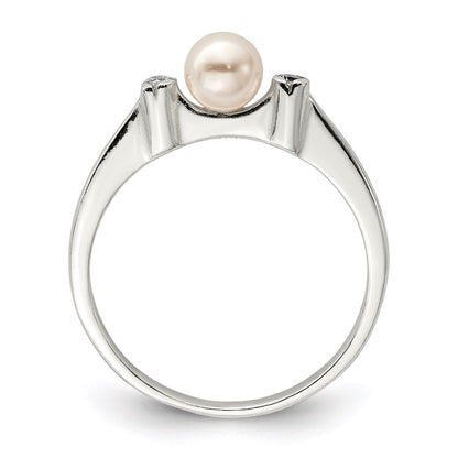 Sterling Silver Cz Imitation Pearl Ring