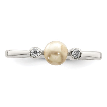 Sterling Silver Cz Imitation Pearl Ring