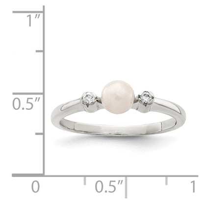 Sterling Silver Cz Imitation Pearl Ring