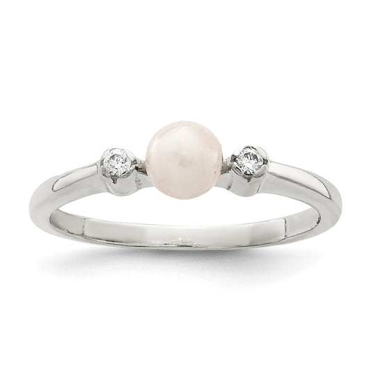 Sterling Silver Cz Imitation Pearl Ring