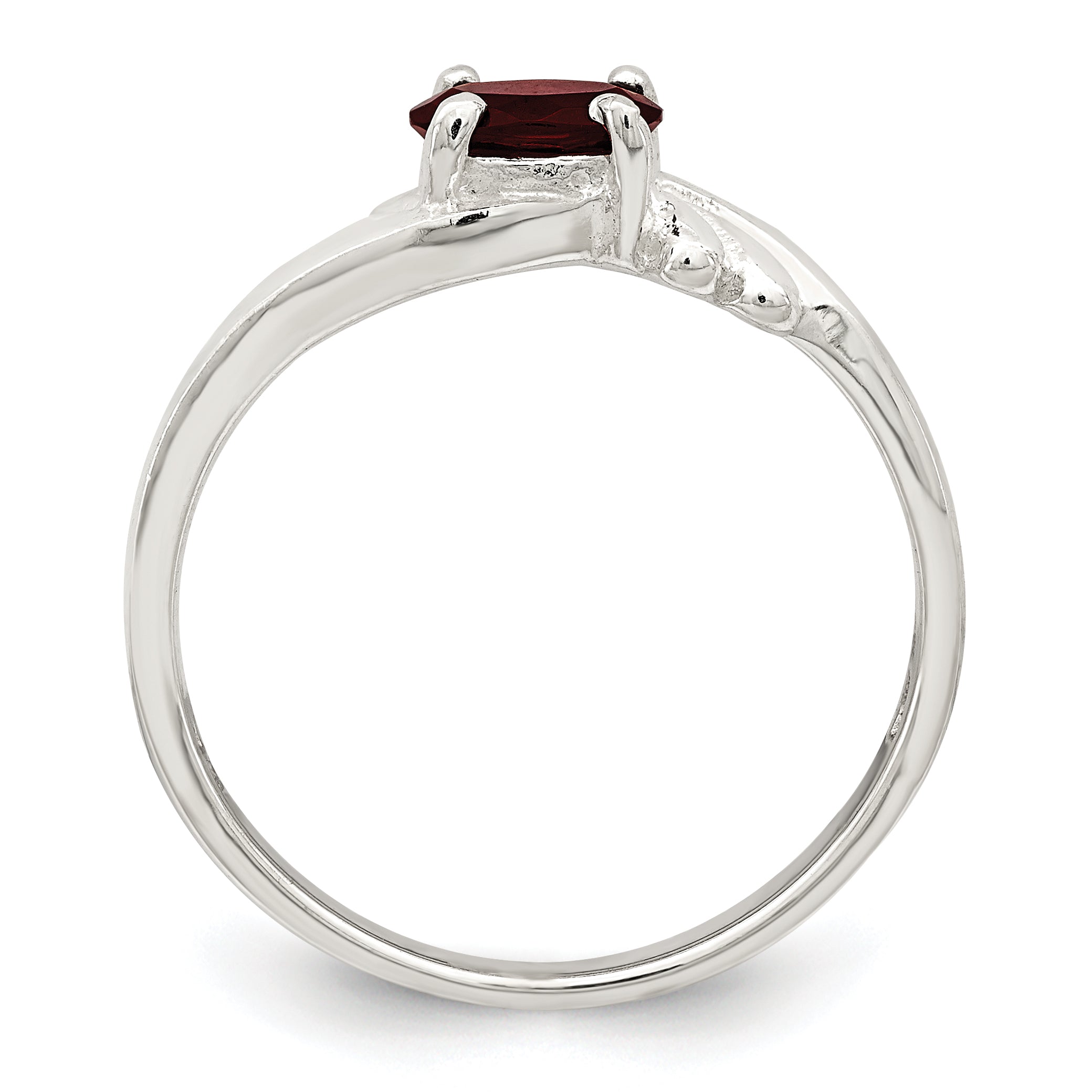 Sterling Silver Red Oval Cz Ring