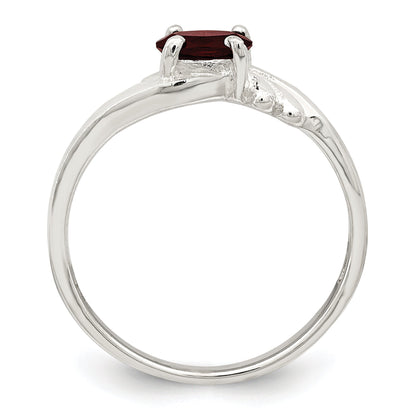Sterling Silver Red Oval Cz Ring