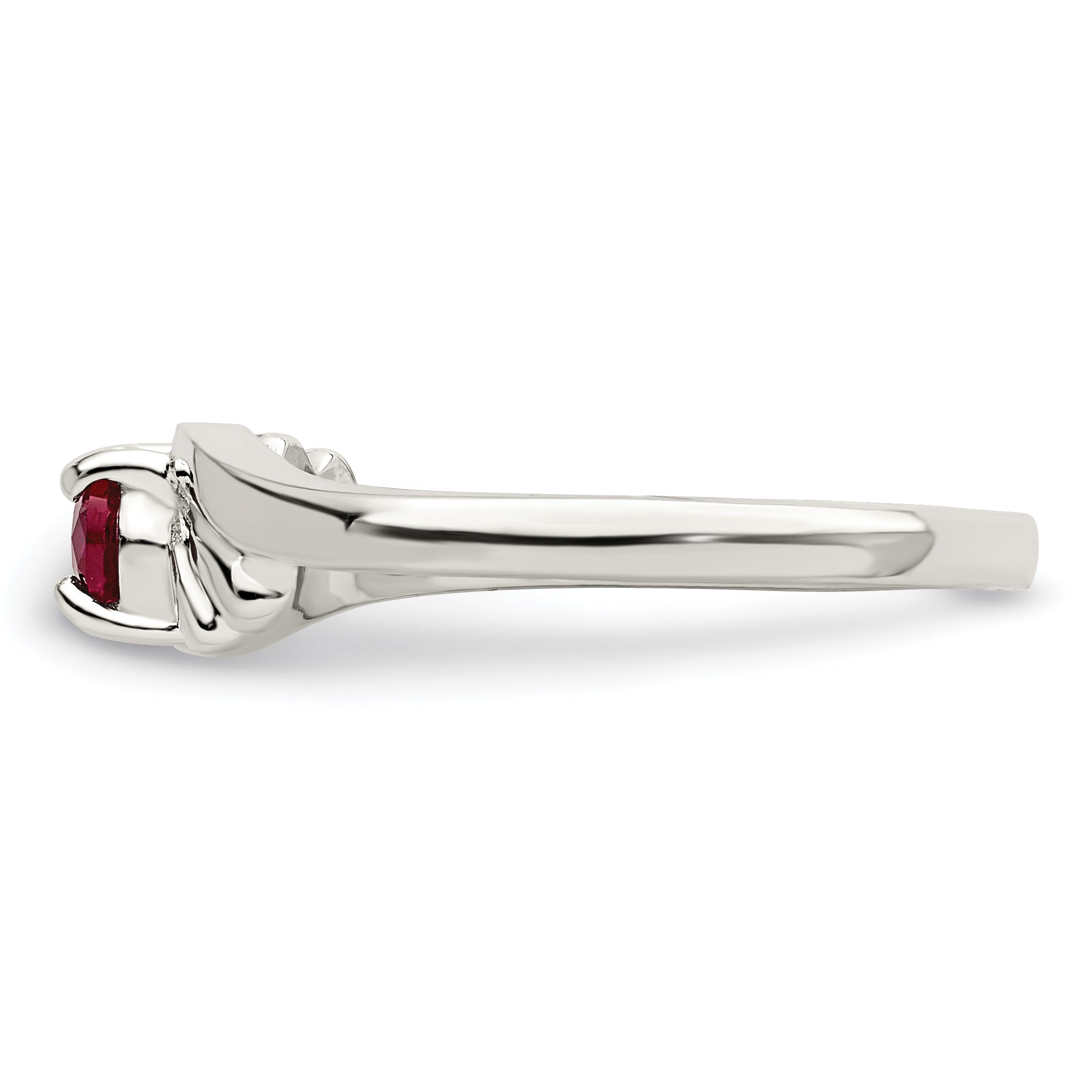 Sterling Silver Red Oval Cz Ring