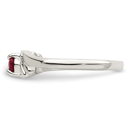 Sterling Silver Red Oval Cz Ring