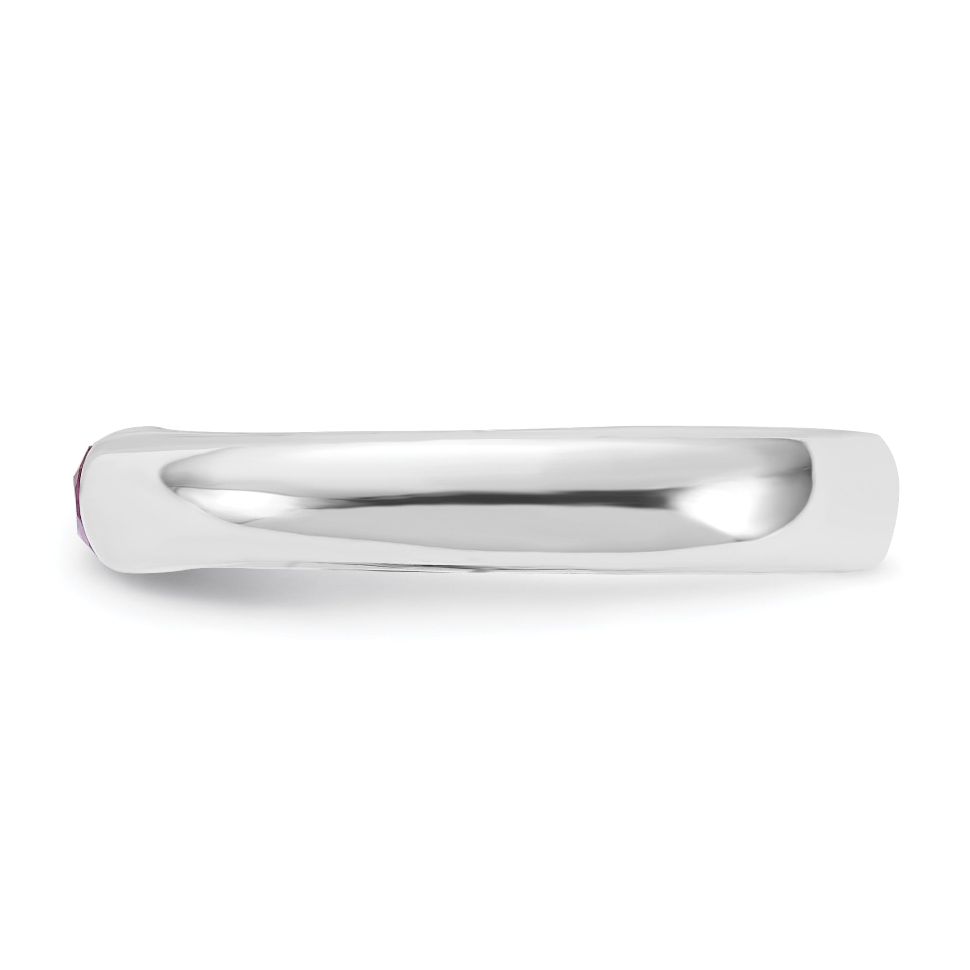 Sterling Silver Red Oval Cz Half Bezel Ring (Size 8 Only)