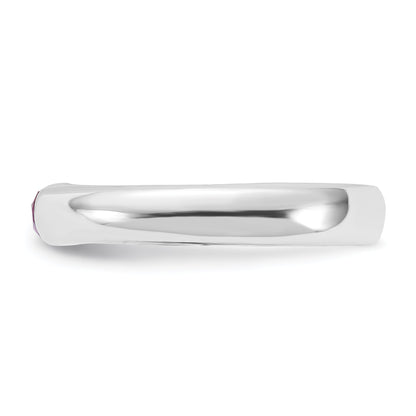 Sterling Silver Red Oval Cz Half Bezel Ring (Size 8 Only)