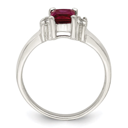 Sterling Silver Red & White Cz Ring