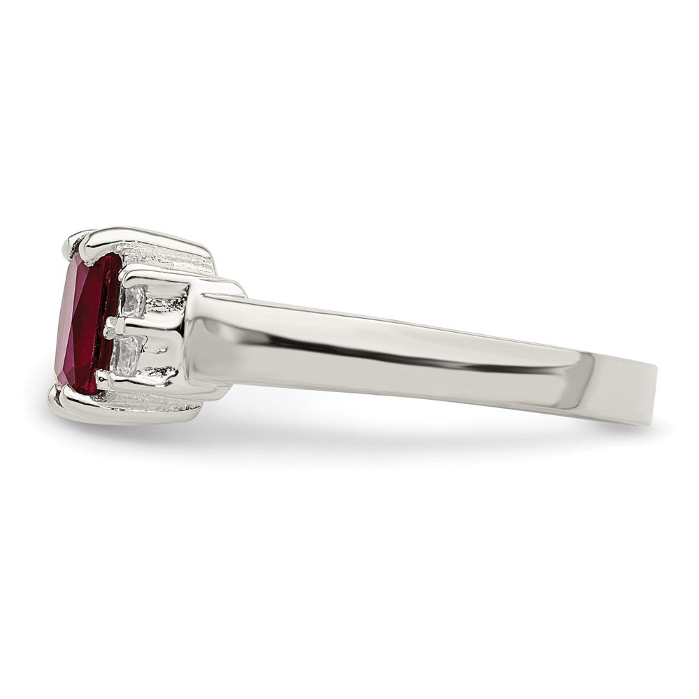 Sterling Silver Red & White Cz Ring