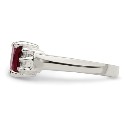 Sterling Silver Red & White Cz Ring