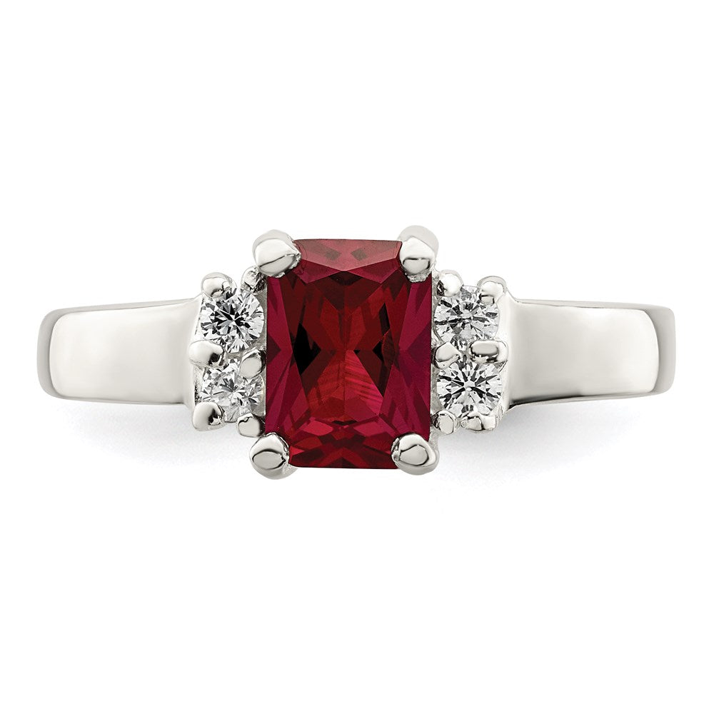 Sterling Silver Red & White Cz Ring