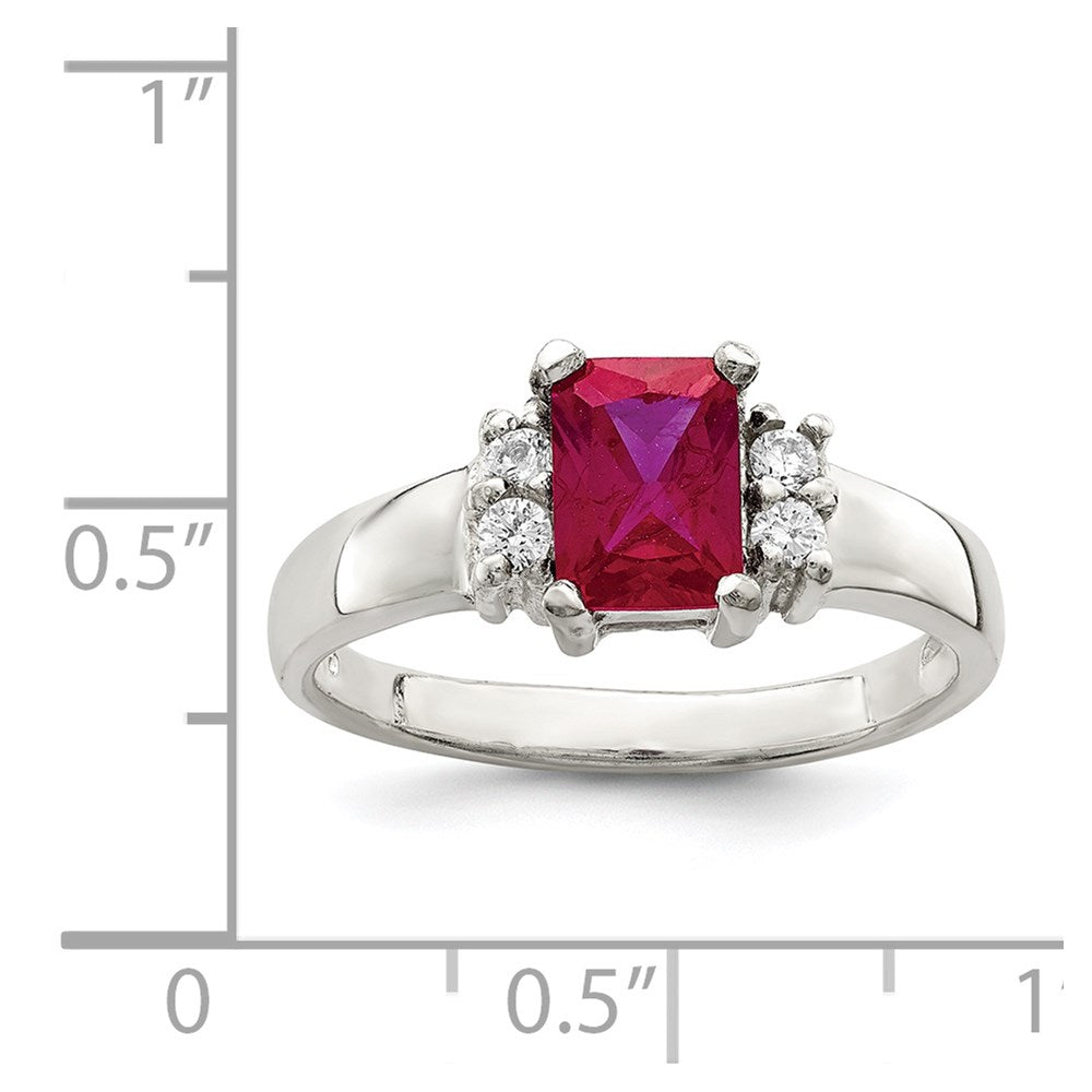 Sterling Silver Red & White Cz Ring