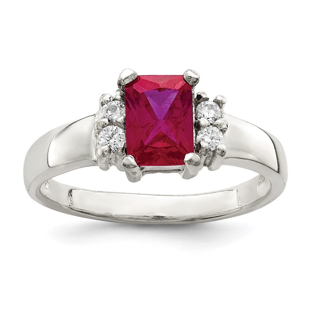 Sterling Silver Red & White Cz Ring