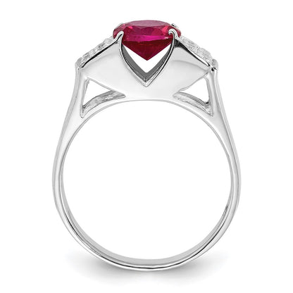 Sterling Silver Red Round Pav‚Äö Sides Cz Ring