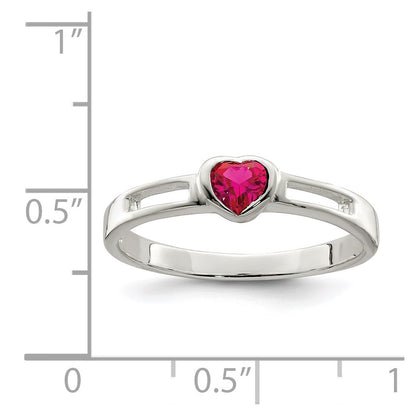 Sterling Silver Red Cz Heart Ring