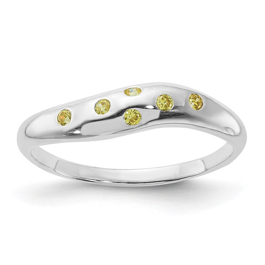 Sterling Silver Yellow Cz Ring