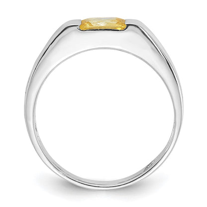Sterling Silver Yellow Cz Ring