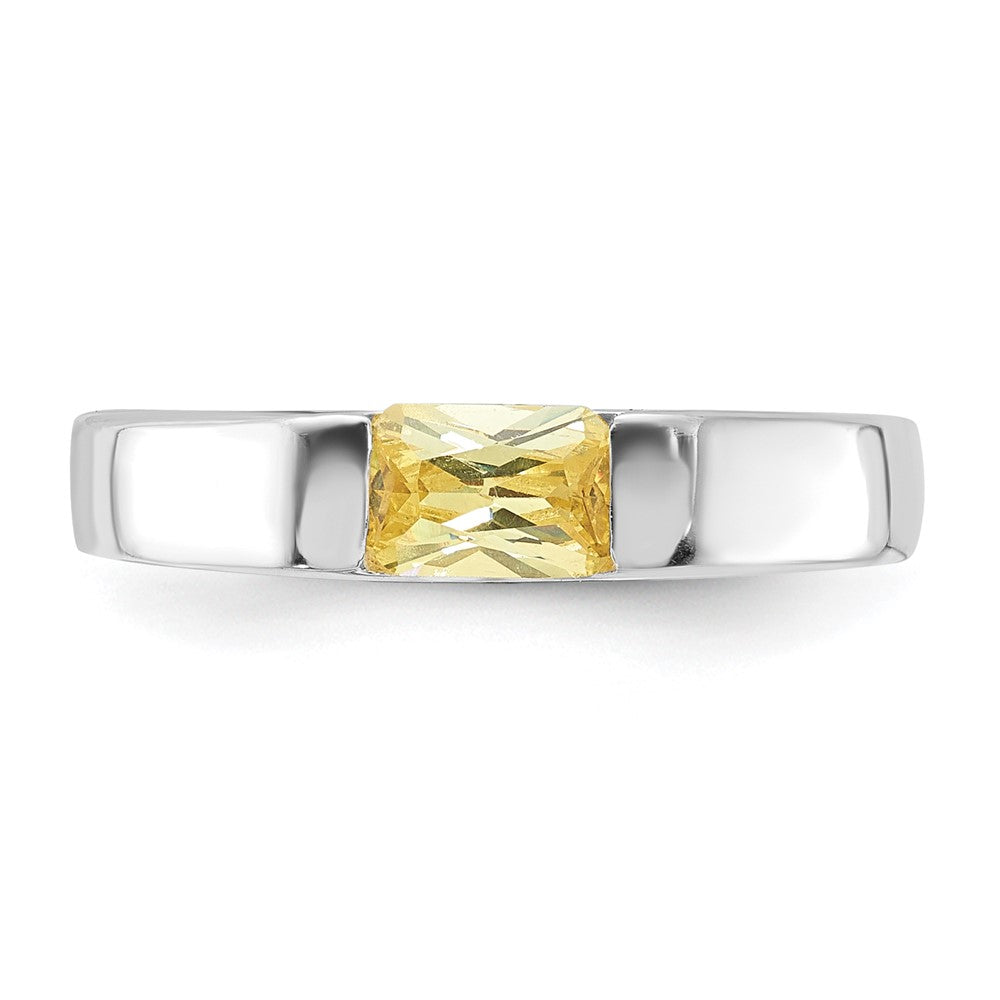 Sterling Silver Yellow Cz Ring