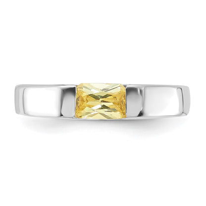 Sterling Silver Yellow Cz Ring
