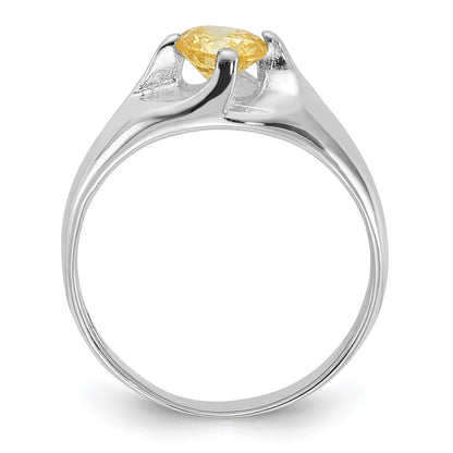 Sterling Silver Yellow Round Cz Ring