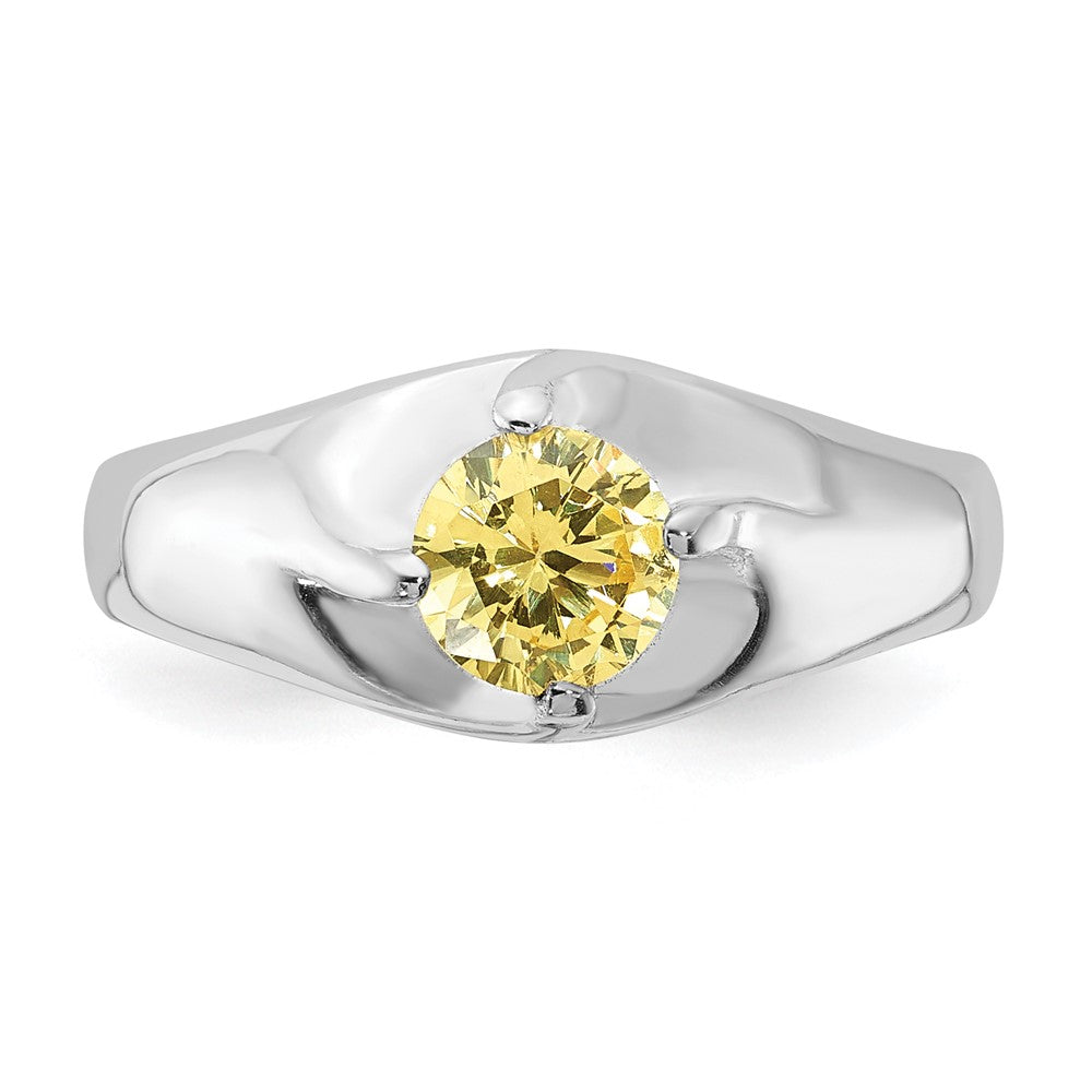 Sterling Silver Yellow Round Cz Ring