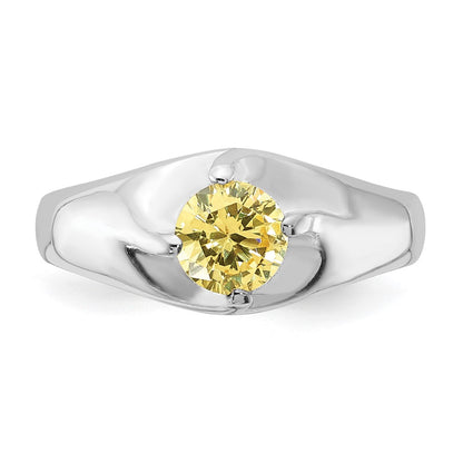 Sterling Silver Yellow Round Cz Ring