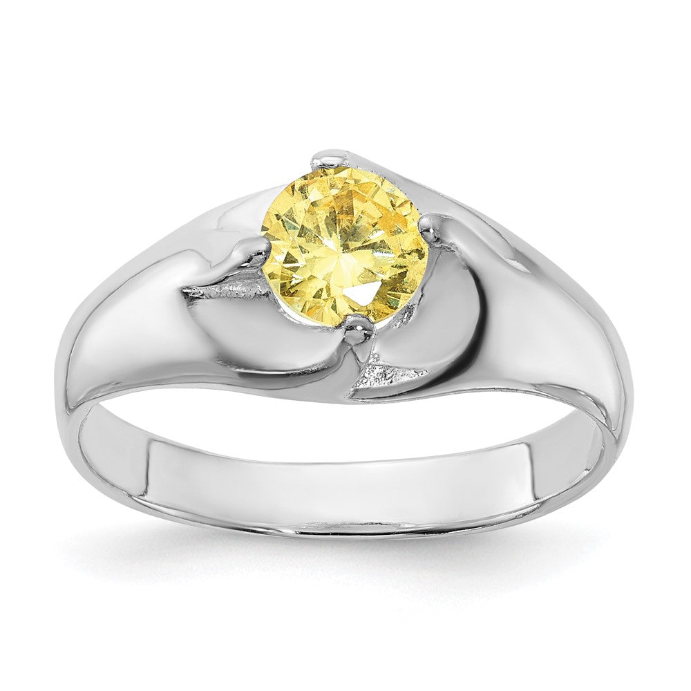 Sterling Silver Yellow Round Cz Ring