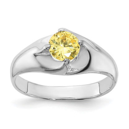 Sterling Silver Yellow Round Cz Ring