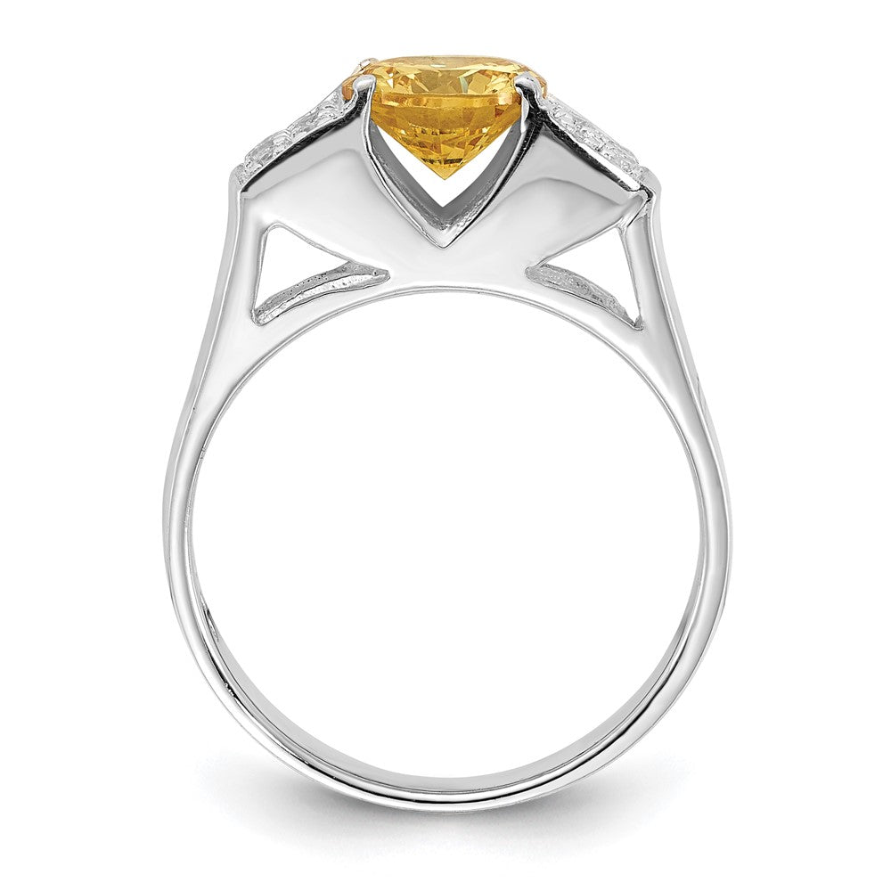 Sterling Silver Yellow Round Pav‚Äö Sides Cz Ring
