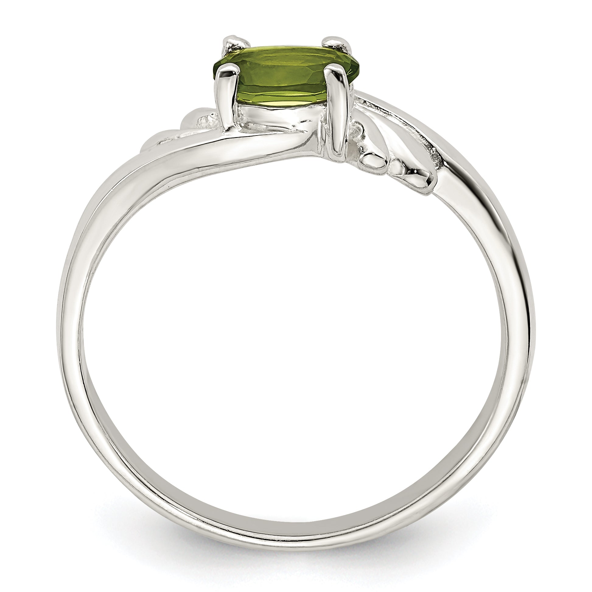 Sterling Silver Lime Green Oval Cz Ring