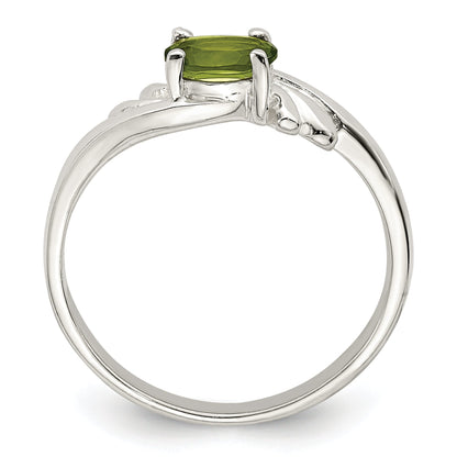 Sterling Silver Lime Green Oval Cz Ring