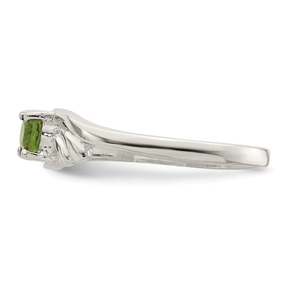Sterling Silver Lime Green Oval Cz Ring