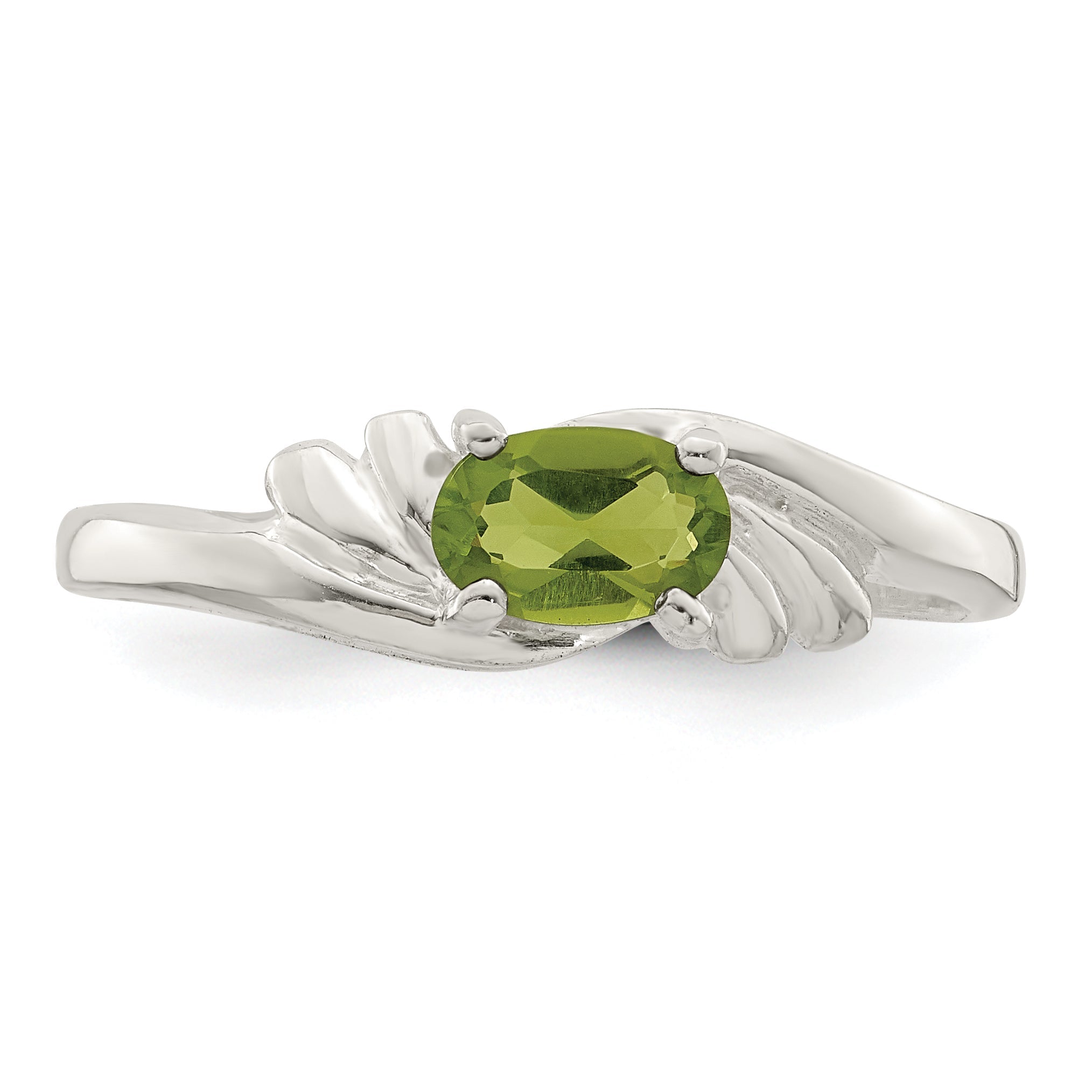 Sterling Silver Lime Green Oval Cz Ring
