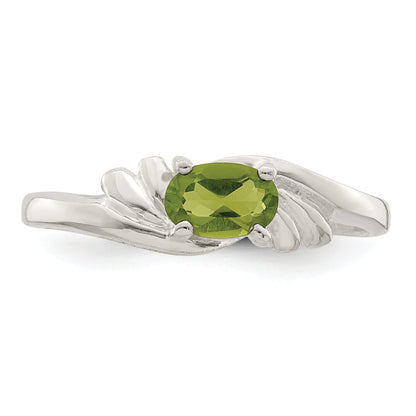 Sterling Silver Lime Green Oval Cz Ring