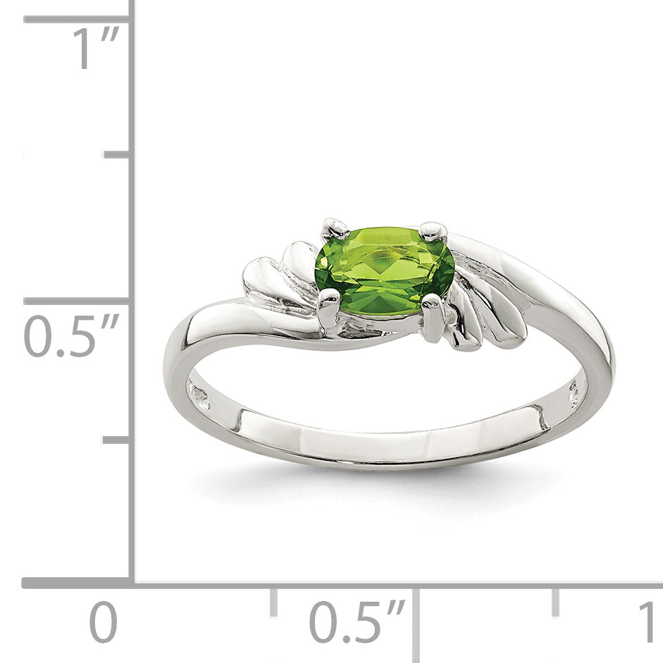 Sterling Silver Lime Green Oval Cz Ring