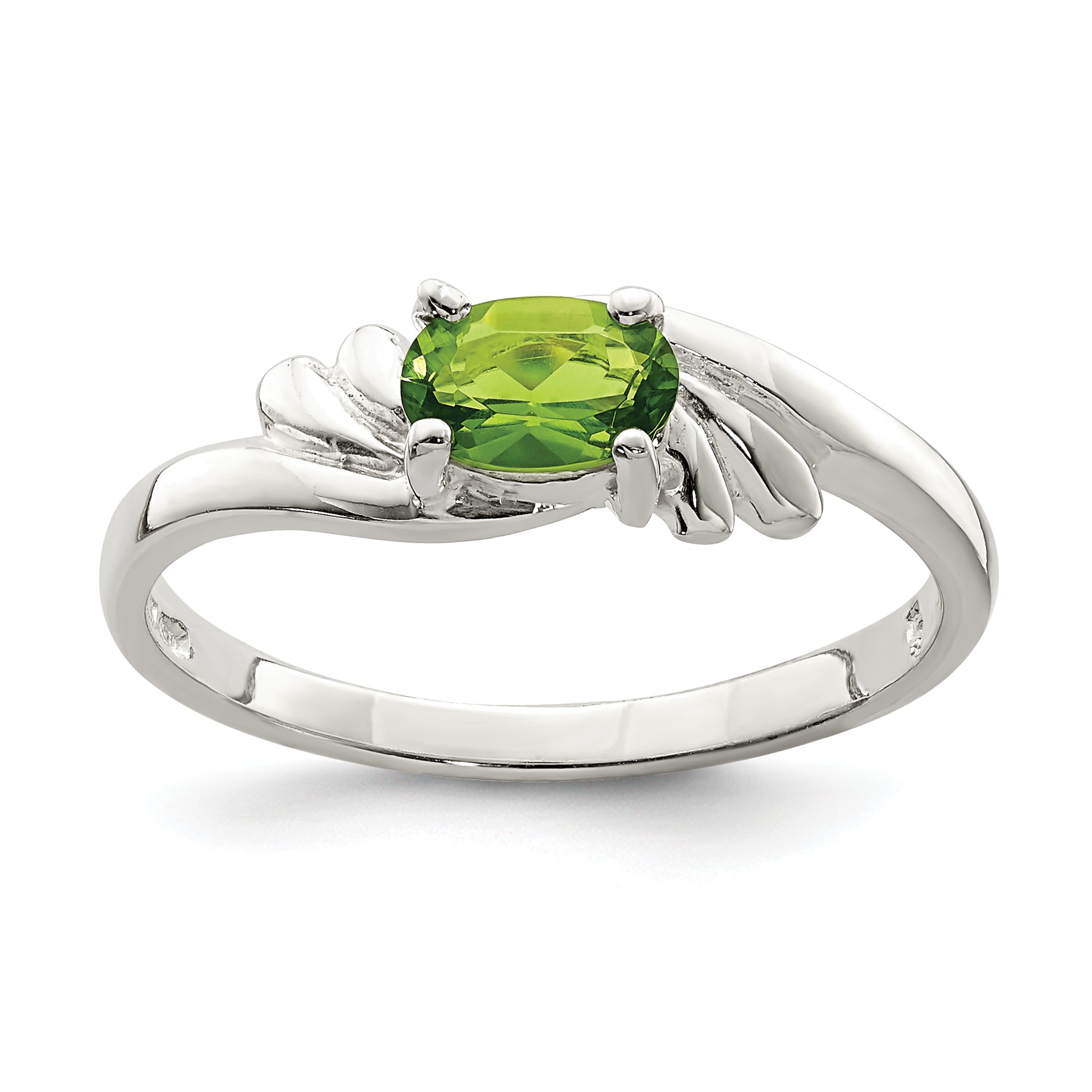 Sterling Silver Lime Green Oval Cz Ring